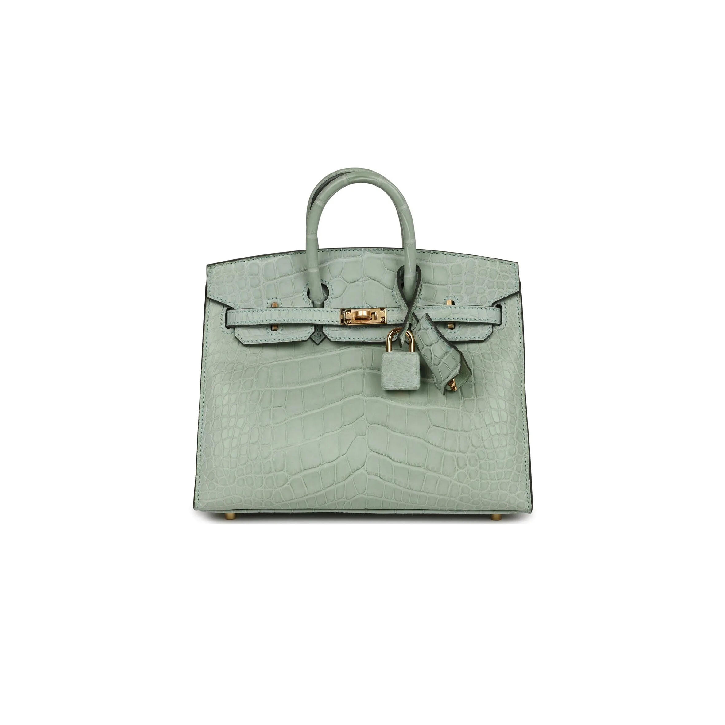 H**me5 MASTER BIRKIN 20 CROCODILE LEATHER MINT GREEN GOLD BUCKLE H041350CK01 (20*15.5*11cm) Master Quality